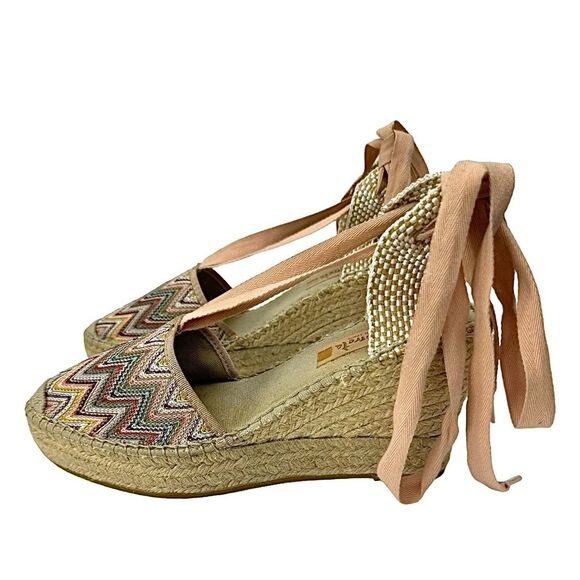 VIDORRETA WOMENS ESPADRILLE WEDGE MADE IN SPAIN WOVEN TEXTILE EU 41 US 10 USED - Picture 6 of 10